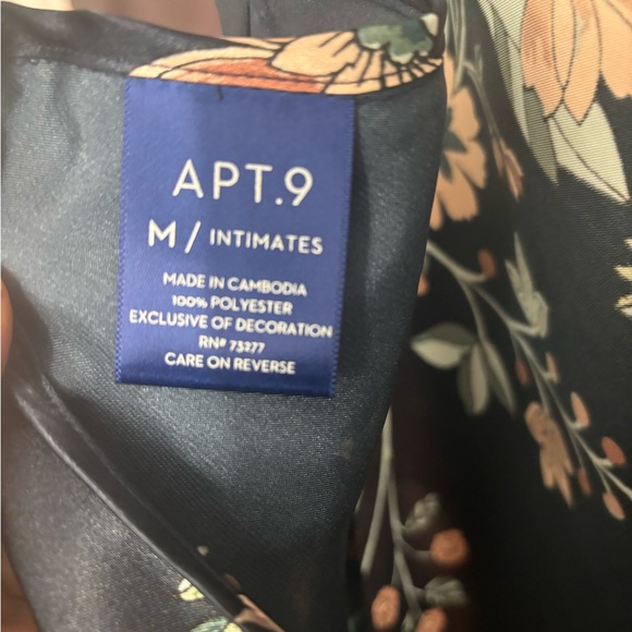 Navy Floral Chemise By Apt 9 Size M - Picture 4 of 4